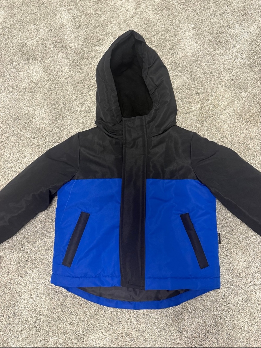 Joe Fresh Black and Royal Blue Hooded Puffer Jacket